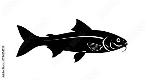 Black silhouette of a fish with barbels