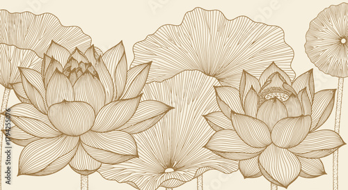 Stylized trees and foliage in a vintage illustration style