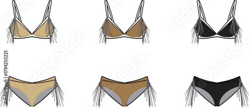 Varied Swimsuit Set Design Contemporary Lingerie Selection for Women and Fashion Illustrations