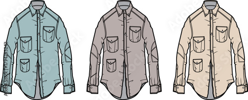 Variety of Button-Up Shirts in Pastel Tones Showcasing Different Colors for Apparel and Fashion