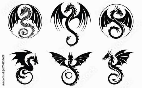 Powerful Flying Dragon Silhouette