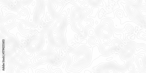 Minimal white line geometric grid outline curve counter map and wavy topography relief discovery area white, black line texture background.	

