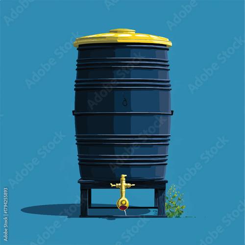 Rainwater harvesting system water tank for sustainable water management concept