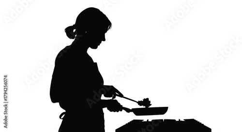 Abstract geometric composition with dynamic lines and shapes in a striking silhouette style