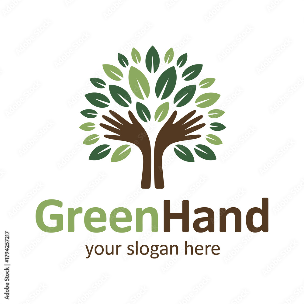 Fototapeta premium Human Hand Forming Tree Trunk Logo
