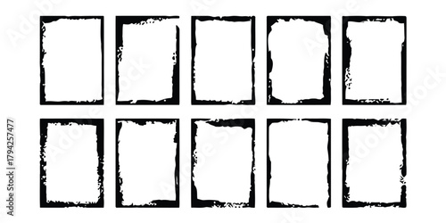frame, border, grunge, rough, textured, black, white, rectangle, vintage, old, distressed, empty, blank, copy space, design element, graphic, illustration, collection, set, isolated, decorative, scrap