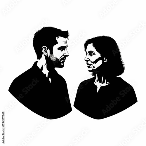 Couple looking at each other with intense focus and connection.