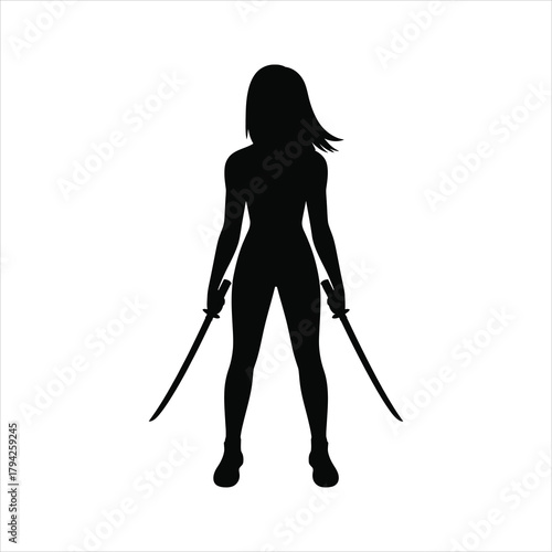 Sleek Kunoichi Ninja Silhouette - Narrow Stance