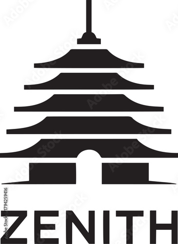 Zenith Pagoda Tower Vector Illustration Symbol Design Asian Architecture Landmark Building