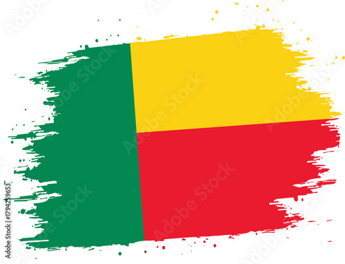 Benin Flag Brush Design Isolated on Transparent Background