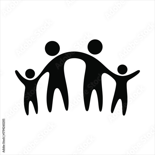 Minimalist Family Silhouette Holding Hands for Insurance and Protection Concept Vector
