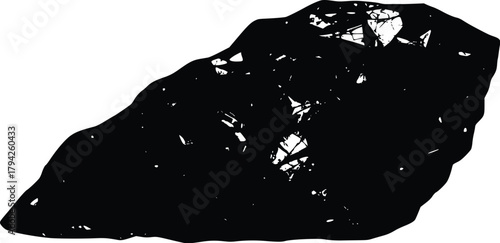 A black and white illustration of a rock