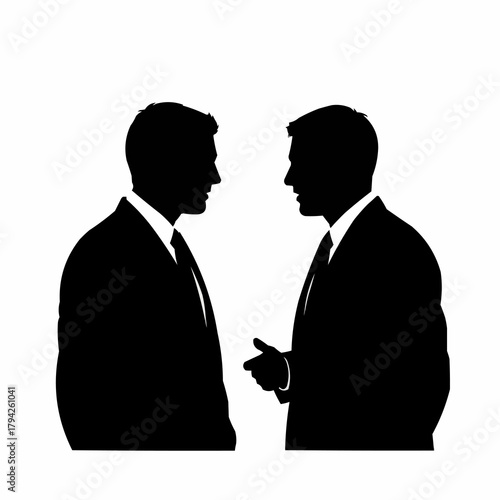 Two Businessmen Silhouettes Engaged in Professional Conversation.