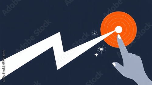 Dynamic hand reaches for brilliant target, symbolizing success, achievement, and hitting goals with precision and innovation.