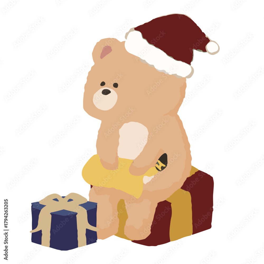 Winter Concert Bear Playing Alto Saxophone with Santa Hat