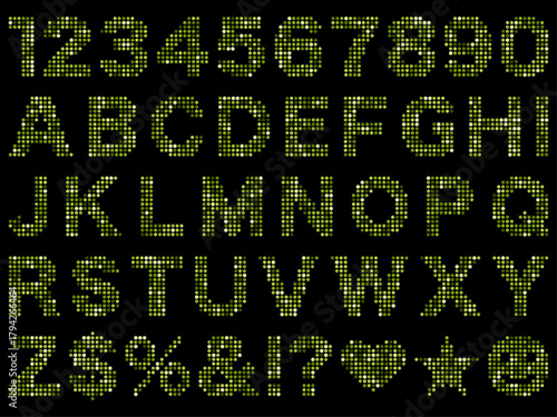 ミラータイル3、文字2、4黄緑