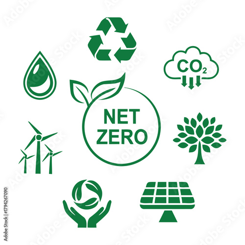 net zero, environment, sustainability, ecology, green energy, climate change, carbon footprint, recycling, renewable energy, solar panel, wind turbine, tree, water drop, hands, leaves, cloud, co2, con
