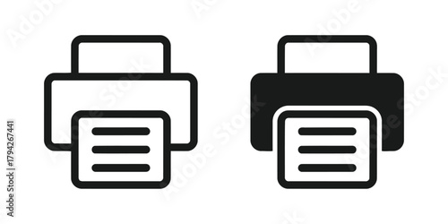 printer, printing, document, paper, output, machine, technology, office, equipment, icon, symbol, graphic, design, illustration, outline, filled, black, white background, copy, fax, scan, digital, dat