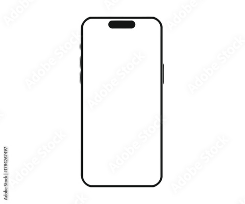 smartphone, phone, mobile, device, technology, communication, screen, display, outline, icon, black, white, modern, gadget, cell phone, digital, interface, blank, empty, isolated, white background
