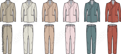 Diverse Color Palette of Business Suits A Variety of Styles and Fashionable Outfits for Professionals