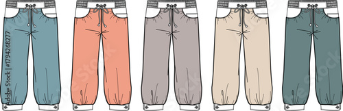 Colorful Stylish Jogger Pants Illustration Fashionable Apparel Designs for Clothing and Apparel