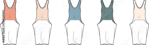 Collection of Women's Sleeveless Tank Top Designs in Various Pastel Color Palettes for Fashion