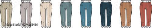 Variety of Trousers in Different Colors A Fashion Illustration for Clothing Design
