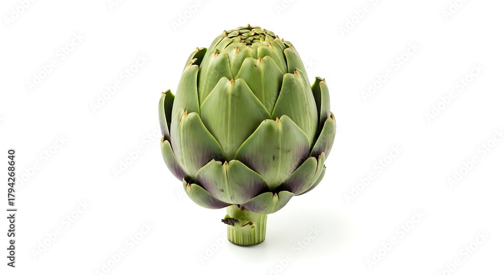 Fototapeta premium A single green artichoke isolated on white background