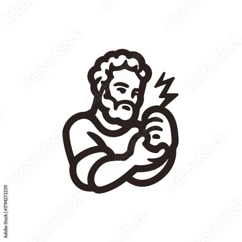 Stylized illustration of a figure holding a mask against a white backdrop