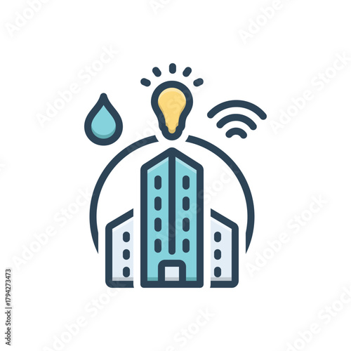 Color illustration icon for facility