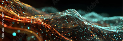 Abstract digital wave flowing through big data