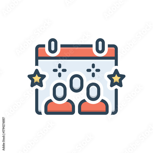 Color illustration icon for social events