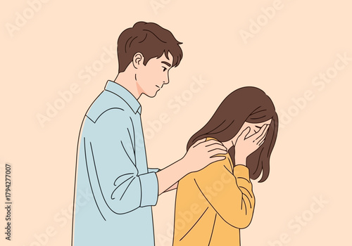 Man comforting a crying woman, offering support and empathy during a difficult emotional moment