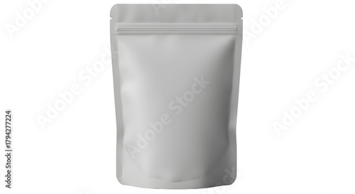 Blank white stand up pouch with resealable zipper closure isolated on transparent background