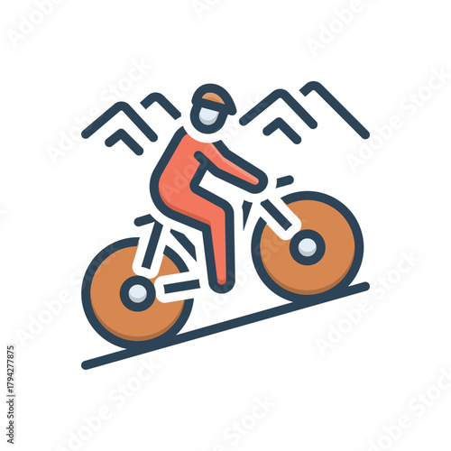 Color illustration icon for biking