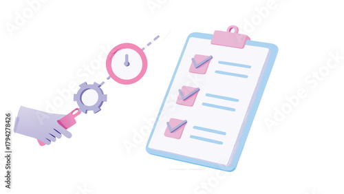 Business professional holding a clipboard with a checklist of tasks symbolizing productivity and project management in a corporate setting