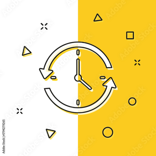 Clock with arrows indicating time passing