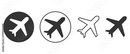 Flight transport symbol, plane icon set