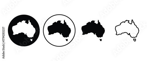 Australia map sign symbol icon set