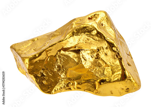 Natural gold ore chunk isolated object