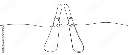 One continuous snowboard line Vector illustration. Simple line illustration. Editable stroke.