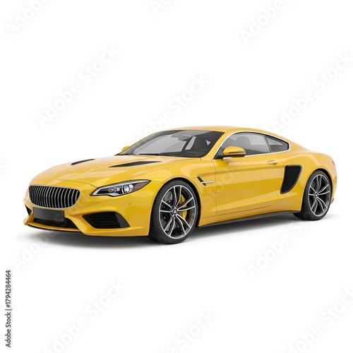 yellow car isolated on white