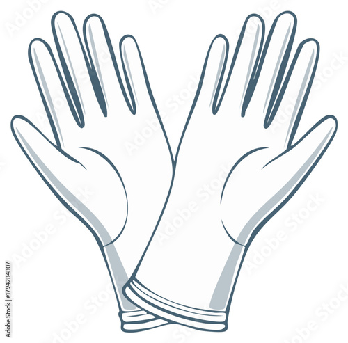 Vector illustration of a pair of protective disposable medical gloves