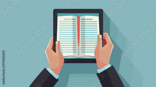 Person reading an e-book on a tablet – digital reading illustration