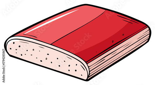 Vibrant red closed book cartoon illustration representing education knowledge and literature concepts