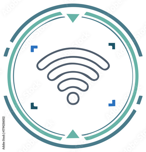 Modern Wireless Signal Vector, Internet Technology icon with decorative abstract circles