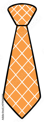 Trendy Checkered Orange Tie Fashion Accessory Formal Style Neckwear for Mens Clothing