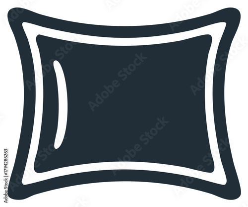 Simple black pillow icon vector graphic symbol for sleep comfort and relaxation