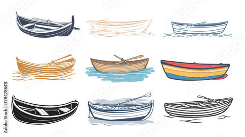Rowing boat outline icon – simple line style symbol