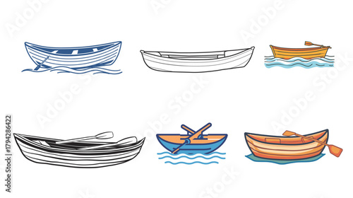 Rowing boat outline icon – simple line style symbol